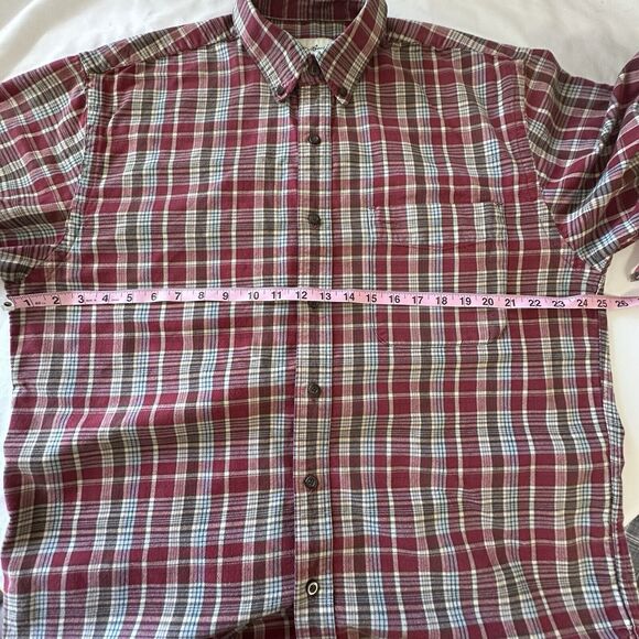 Eddie Bauer Mens Red Plaid Long Sleeve Single Pocket 100% Cotton Flannel M - Picture 4 of 6